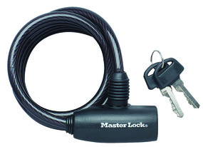 MASTER LOCK -Câble Enroulable -Diam. 8 -2 Clés -Vinyle -Câble Anti Vol. Enroulé