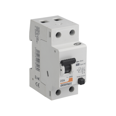 DEBFLEX -Interrupteur Differentiel 2p 30mA 25 à 63A 2 Modules Type AC debflex-interrupteur-differentiel-type-ac